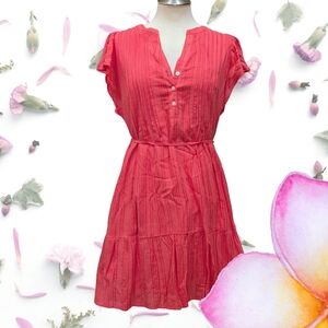 LOFT Orange Flutter Sleeve Mini Sundress